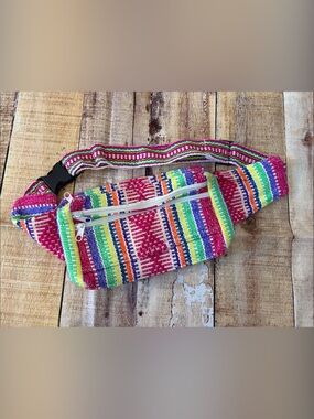 Colorful Striped Woven Fanny Pack